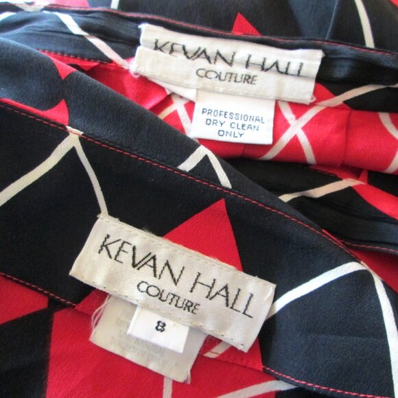 Size 8 Kevan Hall Couture 100% Silk Black and Red Skirt Suit - Picture 13 of 13